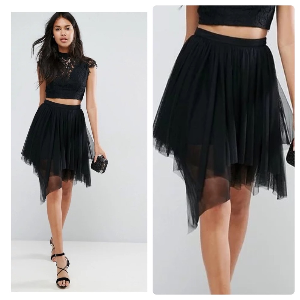 ASOS Black Mini Tulle Skirt With Multi Length Layers Size 0